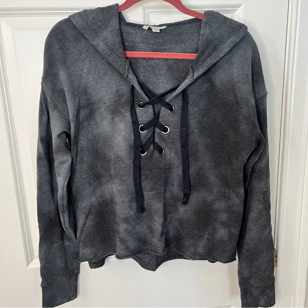 American Eagle Tie Dye Lace Up Crop Hoodie